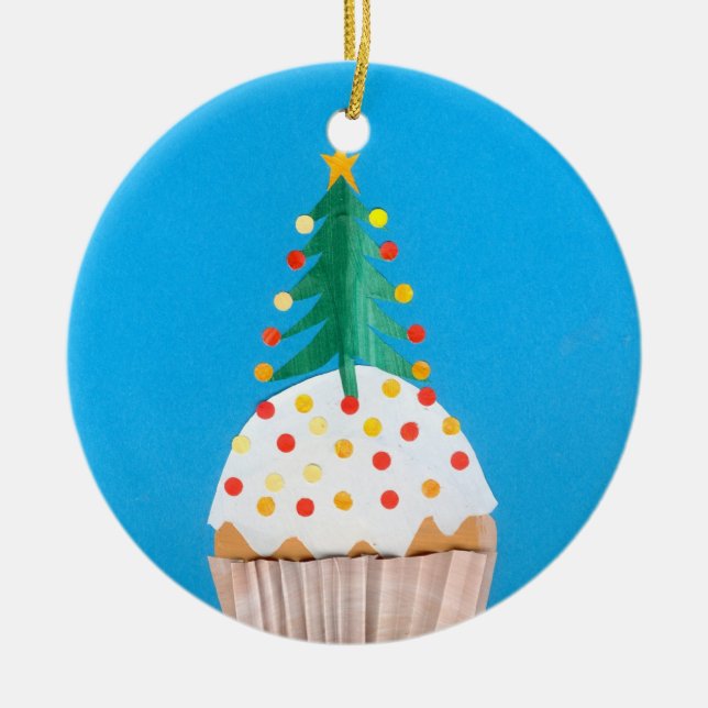Ornamento de Cupcake de Natal (Frente)