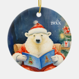 Ornamento de Data de Personalização do Urso Polar