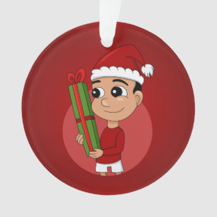 Ornamento de desenhos animados do menino de Natal
