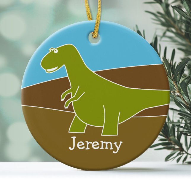 Ornamento de Dinossauro de Cartoon Bonito (Personalized Ornament - Dinosaur)