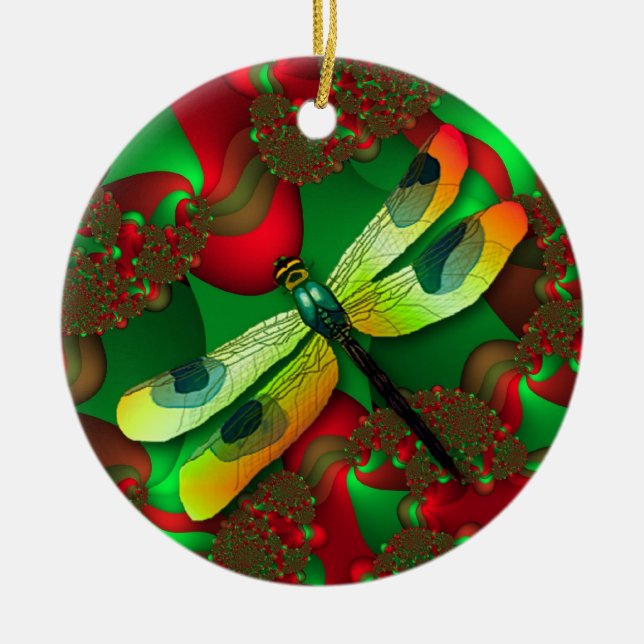 Ornamento de Dragonfly Holiday (Frente)