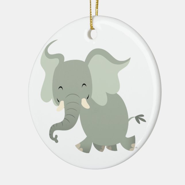 Ornamento de Elefante de Cartoon de Feliz Bonita (Esquerda)