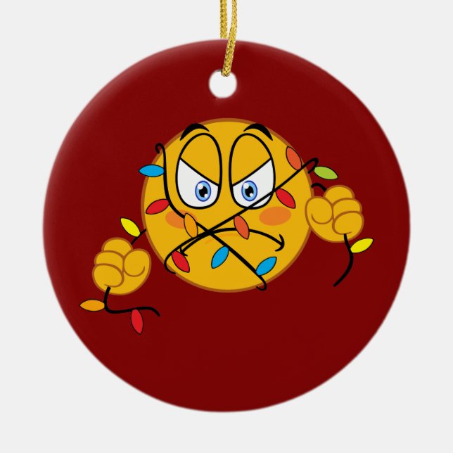 Ornamento de Emoji das luzes de Natal (Frente)