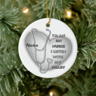 ornamento de Enfermeiro Heart RN da cinza