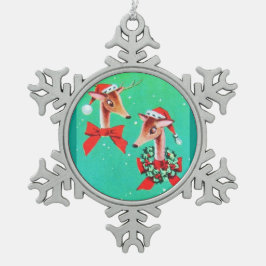 Ornamento De Estanho Floco De Neve A maioria de rena bonita dos cervos do natal