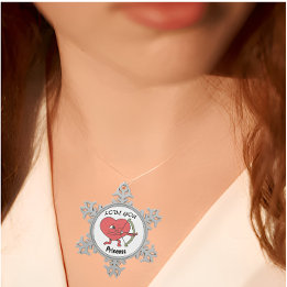 Ornamento De Estanho Floco De Neve Arqueiro de Coração Bonito com Design 'Love You Pr