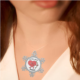 Ornamento De Estanho Floco De Neve Arqueiro de Coração Bonito com Design 'Love You Pr