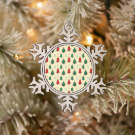 Ornamento De Estanho Floco De Neve Árvore natalícia com padrão superior estrelado sem