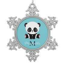 Azul de bolha personalizada Panda branca monograma