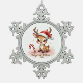 Ornamento De Estanho Floco De Neve Baby’s First Christmas 2025 – Snowflake Ornament