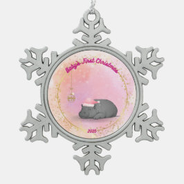 Ornamento De Estanho Floco De Neve Baby's First Christmas Snowflake 2025 - Hippo