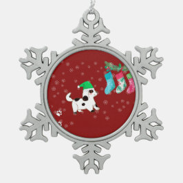Ornamento De Estanho Floco De Neve Cachorro de Natal