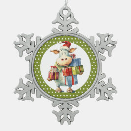 Ornamento De Estanho Floco De Neve Caneta de Vaca de Natal