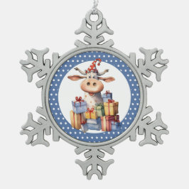 Ornamento De Estanho Floco De Neve Caneta de Vaca de Natal