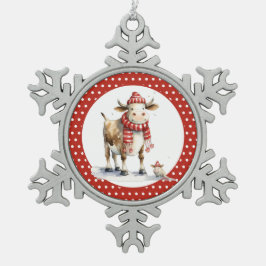 Ornamento De Estanho Floco De Neve Caneta de Vaca de Natal