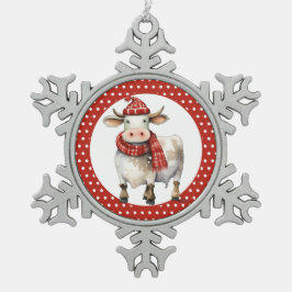 Ornamento De Estanho Floco De Neve Caneta de Vaca de Natal
