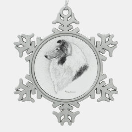 Ornamento De Estanho Floco De Neve Caneta do Collie e tinta ásperas - Juliet contra a