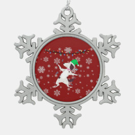 Ornamento De Estanho Floco De Neve Cão dançante de Natal
