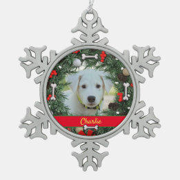 Ornamento De Estanho Floco De Neve Cão Personalizado