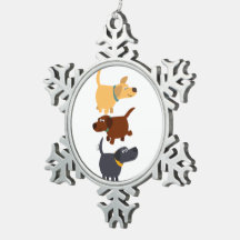 Cartoon Labradores em 3 Flavors Pewter Ornament