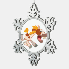 Ornamento De Estanho Floco De Neve Cartoon Livremente Pinto Horse Pewter Ornament
