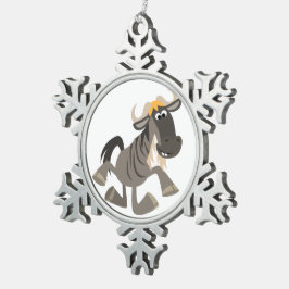 Ornamento De Estanho Floco De Neve Cartoon Tap Dancing Wildebeest Pewter Ornation