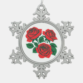 Ornamento De Estanho Floco De Neve Conjunto de Rosas