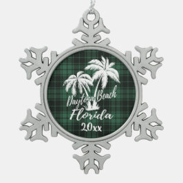 Ornamento De Estanho Floco De Neve Daytona Beach Palm Green Xadrez