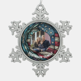 Ornamento De Estanho Floco De Neve Design de Vidro Atraído Personalizado EUA Sinaliza