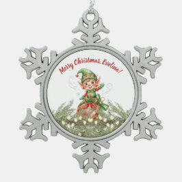 Ornamento De Estanho Floco De Neve Enfeite de Natal do Elfo