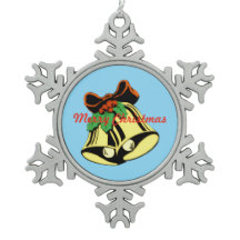 Enfeite de Neve em Pewter com Sininhos de Natal