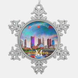 Ornamento De Estanho Floco De Neve Enfeites de natal de Torre Columbus Snowflake