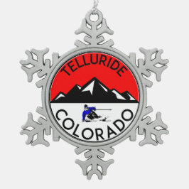 Ornamento De Estanho Floco De Neve Esqui de Colorado do Telluride do esqui