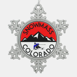 Ornamento De Estanho Floco De Neve Esqui de Snowmass Colorado do esqui