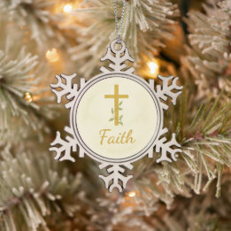 Ornamento De Estanho Floco De Neve “Faith” Watercolor Christmas Ornament