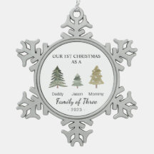 Família de três Bebês no primeiro Natal Personaliz