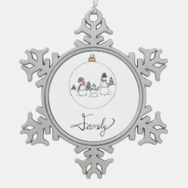 Ornamento De Estanho Floco De Neve Family Snowman Ornament 