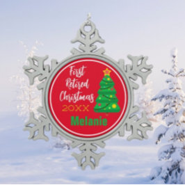 Ornamento De Estanho Floco De Neve Festivo, Primeiro Enfeites de natal Aposentado