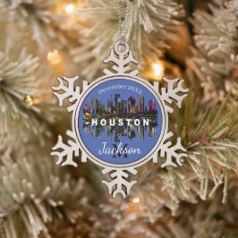 Ornamento De Estanho Floco De Neve Houston no grafite