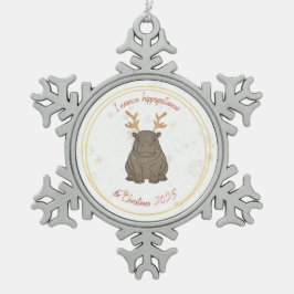 Ornamento De Estanho Floco De Neve I Wanna Hippopotamus Reindeer for Christmas 2025 