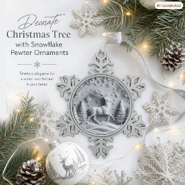 Ornamento De Estanho Floco De Neve Inverno Mágico Veado com Relevo Cervo