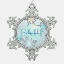 Lindo nome personalizado de floco de neve azul gel
