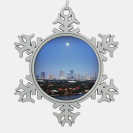 Ornamento De Estanho Floco De Neve Lua cheia sobre o ornamento da árvore de Fort