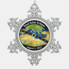 Ornamento De Estanho Floco De Neve Mapa do Eclipse Solar Total de 2027