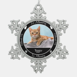 Ornamento De Estanho Floco De Neve Memorial - Perda de Gato - Foto/Nome Personalizado
