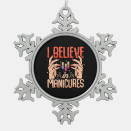 Ornamento De Estanho Floco De Neve Nail Tech Acredita Em Manicuras