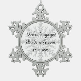 Ornamento De Estanho Floco De Neve Noivado de inverno em floco de neve