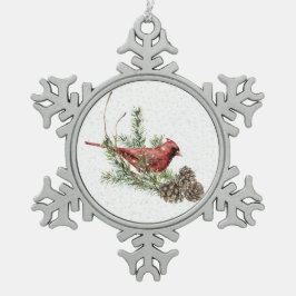 Ornamento De Estanho Floco De Neve Ornamento Cardinal Vermelho