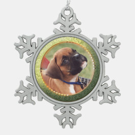 Ornamento De Estanho Floco De Neve Ornamento Dourado do floco de neve da foto do