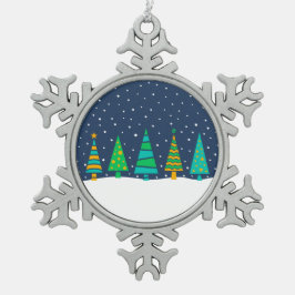 Ornamento De Estanho Floco De Neve Ornamento Snowy Fir Trees Snowflake